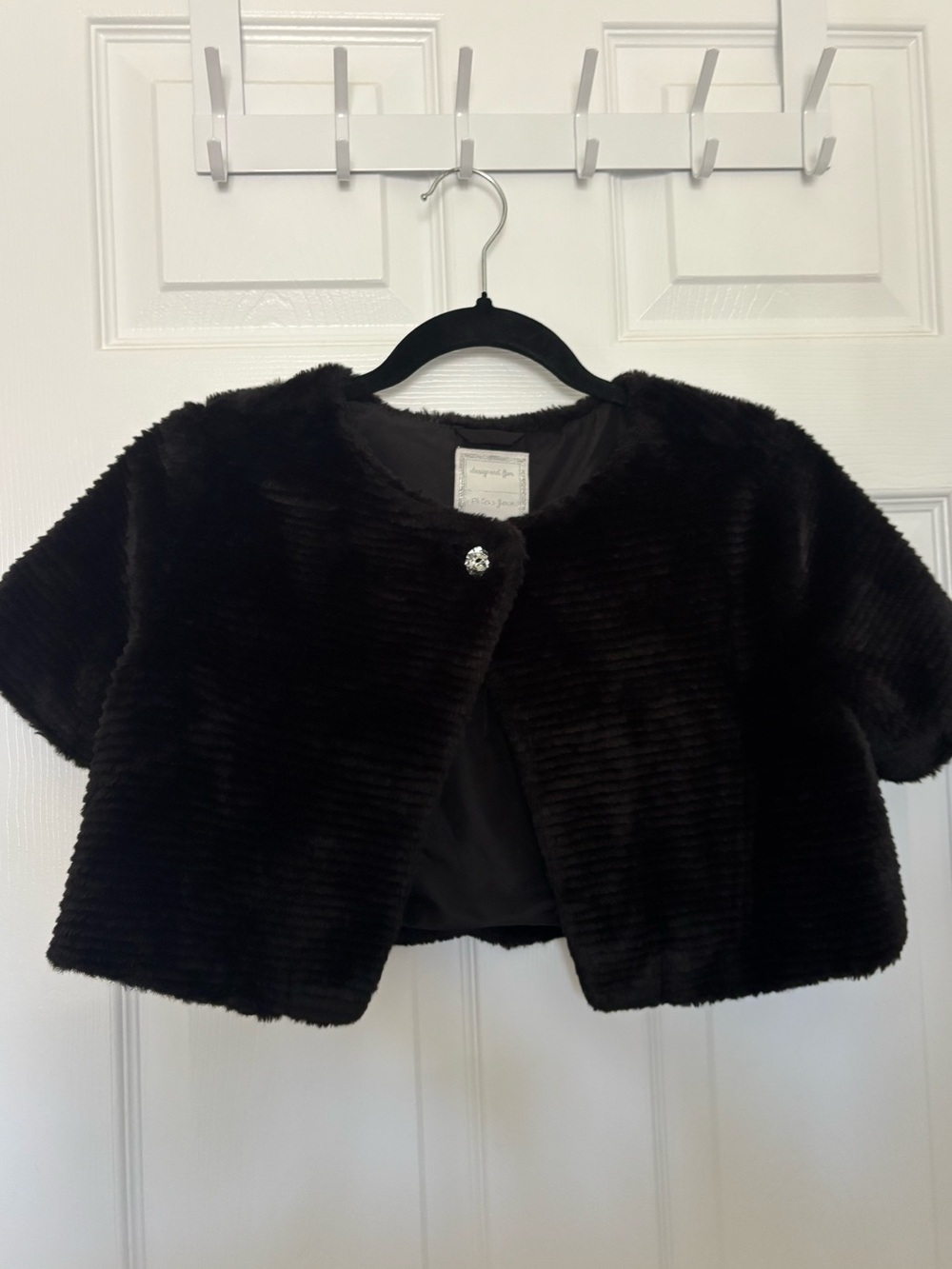 Gymboree Girls Black Faux Fur Bolero Jacket